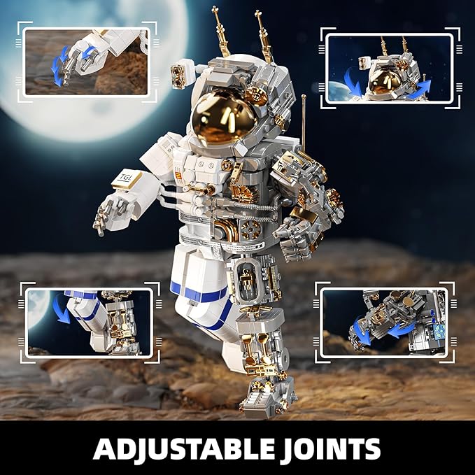 Space Astronaut Building Block Set,860Pcs Spaceman Building Toys with Display Stand, Cool Translucent Design Collection for Home Office Decor, Christmas Birthday Gift for Adults& Boys Age 8-12