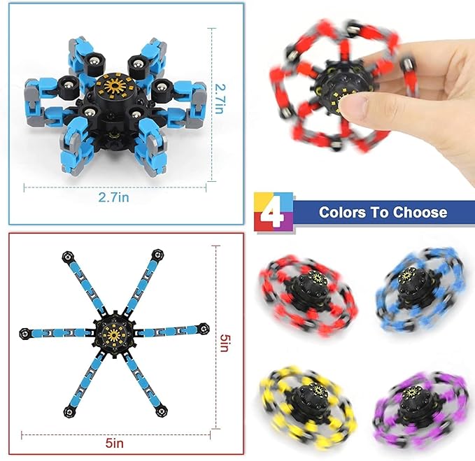 100Pcs Fingertip Gyro Toy Fidget Mechanical DIY Transformable Fidget Spinners Fidget Toys Robot Creative Chain Gyro Toy for Goodie Bag Stuffers Party Favors Gift Prizes Novely Anxiety Toys