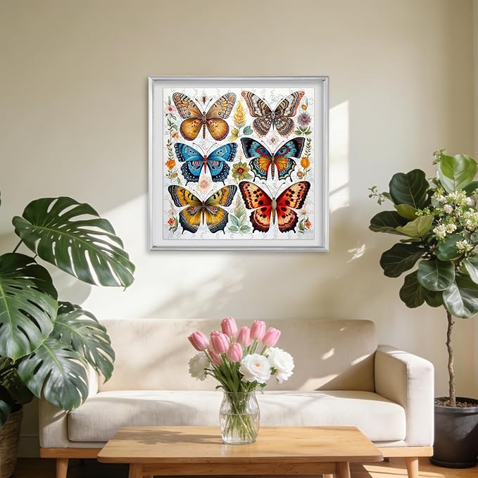 Bodhipnjoy Butterfly Puzzles for Adults, Spring Flower Butterfly Puzzles 5MM, 200Piece Unique Shaped Jigsaw Puzzles, Creative Gift Family Games 11.2 x 11.2 in