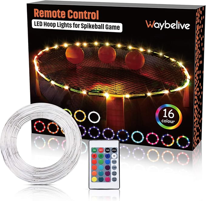 Waybelive LED Hoop Lights for Blinngoball Game, Spike Game, 16 Color Change by Yourself, Remote Control Rim LED Light Compatible with Blinngoball Game, Spike Game, Slammo Ball, Strike Ball Game