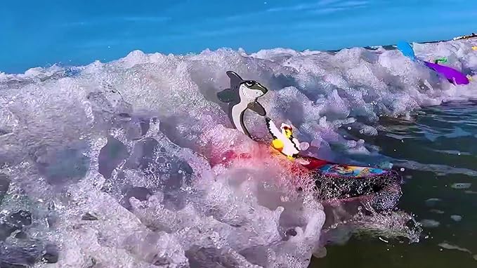 Surfer Dudes Legends & Surfer Pets Wave Powered Mini-Surfer, Pet and Surfboard Beach Toy - Pipeline Pearl and Crystal