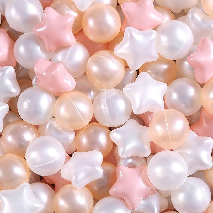 Realhaha Ball Pit Balls 50 100 200 500, Star Shapes for Babies Kids Playpen Plastic Balls for Babies Ball Pool Puppy Playballs