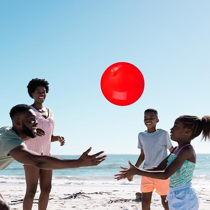 20 Pack Red Beach Ball - 12Inch Blow Up Beach Ball Party Supplies for Kids, Inflatable Floating Balls for Summer Pool Parties, Outdoor Activities & Birthday Decorations (Red)