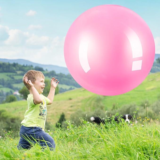 Jenaai 4 Pcs 30 Inch Big Bounce Ball Large Rubber Ball Giant Inflatable Kickball Outdoor Exercise Jumping Hopping for Outdoor Activity Game Sports Party