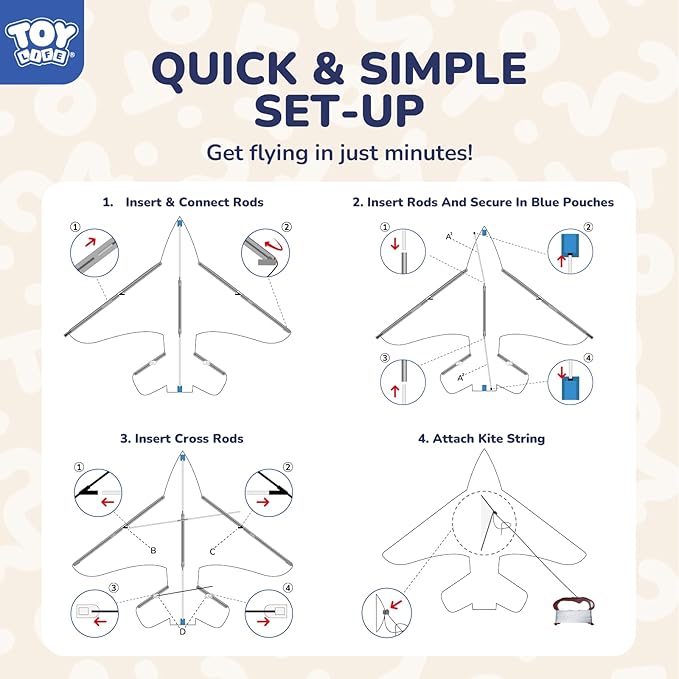 TOY Life 48.4'' Large Kites Easy to Fly for Kids Adults with 328.1 FT String, Beach Kite Outdoor Game Outside Toys Activity Summer Toys for Kids