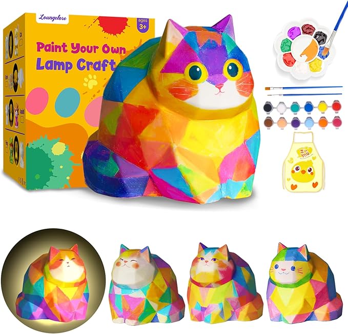 Paint Your Own Cat Lamp Kit, Arts and Crafts for Kids Ages 8-12, Arts and Crafts for Kids 4-6, DIY Fat Cat Night Light Gifts for Girls, Art Supplies for Teens Girls Boys Birthday Ages 3 4 5 6 7 8 9+