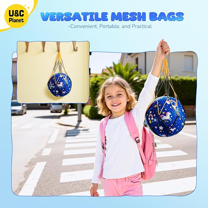 U&C Planet Soccer Ball Size 2 Size 3 Size 4 for Toddler Kids with Pump Deflated, Cartoon Unicorn Dinosaur Soccer Ball Toy for Girls Boys 1-3 2-8 6-12
