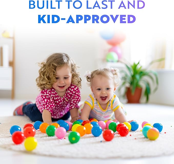 Playz Soft Plastic Mini Ball Pit Balls 50 Count - w/ 8 Vibrant Colors - Crush Proof, No Sharp Edges, Non Toxic, Phthalate & BPA Free for Baby Toddler Ball Pit, Play Tents & Tunnels Indoor & Outdoor