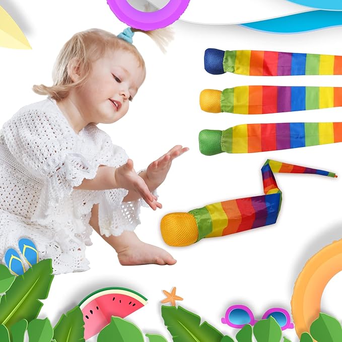 Chalyna 3 Pieces Throw and Catch Ball, Rainbow Tail Foam Ball Sports Comet Balls Soft Colorful Play Playground Toys Bulk for Indoor Outdoor Kids Adults School Training Gift, 23.62 Inch Long