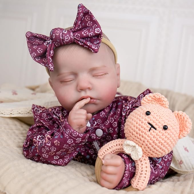 Aori 20 Inch Lifelike Reborn Baby Dolls - Realistic Weighted Newborn Sleeping Girl with Outfit, Soft Body Real Looking Baby Doll for Girls Age 3+, Pretend Play, Adoption Day, Collectible