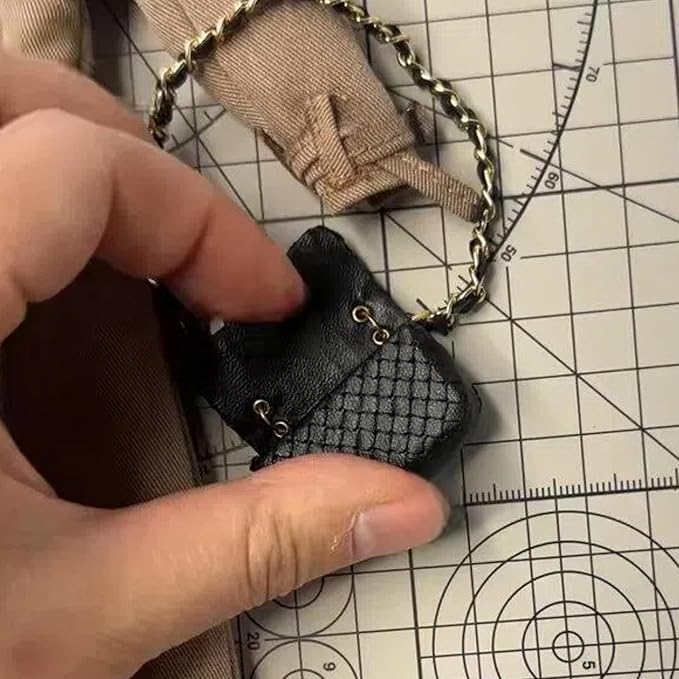 Classic Trench Coat Outfit Set for 11.5-12 Inch Fashion Dolls, Khaki Double-Breasted Coat with Belt, Quilted Handbag, Black Lace-Up Ankle Boots, 1/6 Scale Doll Accessories Miniature Couture