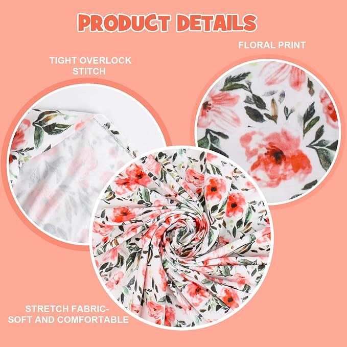 Aori Reborn Baby Dolls Clothes Newborn Receiveing Blanket with Floral Hat and Headband Set Nursery Swaddle Wrap for 17-20 inch Reborn Dolls