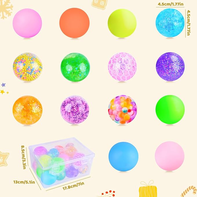 Squishy Stress Balls, Squishies for Kids Adults Anxiety Stress Relief Toys, Squeeze Balls Bulk Fidget Toys for Party Favors, Birthday Gift, Goodie Bag Stuffers