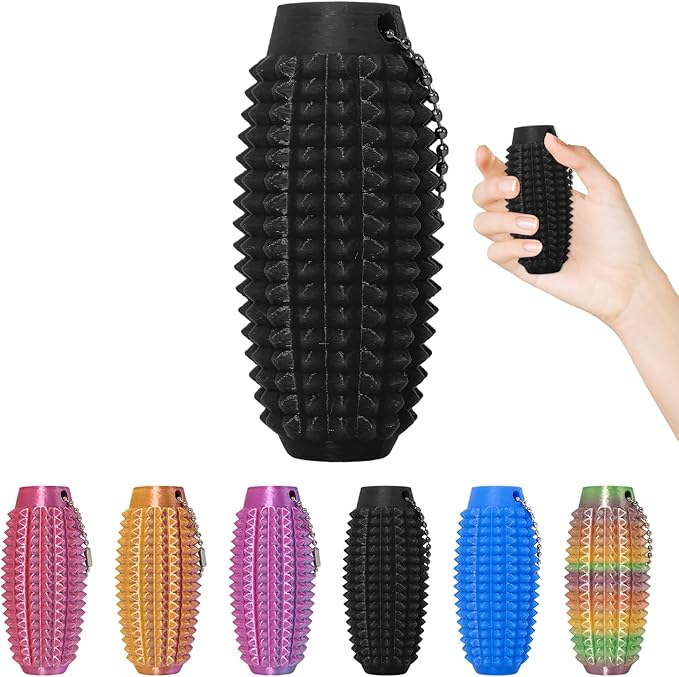 Little Ouchies Fidget Toys,Pain Stim Fidget Toy Reduce Stress for Adults,Anxiety Relief Pain Stim,Spiky Fidget Keychain for Anxiety and Stress Reduction,Novelty Gifts for Friends(Black and Rainbow)
