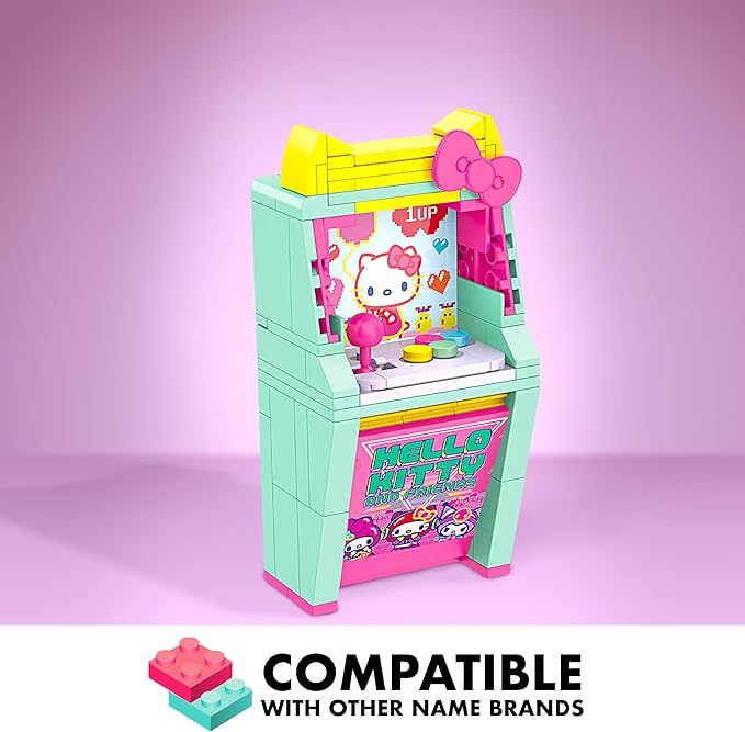 Brickcraft Hello Kitty and Friends Arcade Building Set, 102 PCS Toy Kit for Ages 12+, Retro Video Game Machine Model with Stickers, Cute Collectible Sanrio Gift Idea for Teens & Adults, Xmas Present