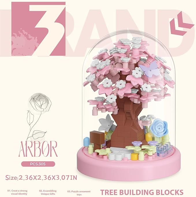 Spring Cherry Blossom Tree House Bonsai Tree House Building Toy Flowers Set Ideas Building Blocks Complete with Dust Cover