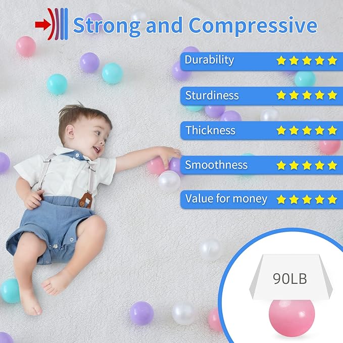 STARBOLO Ball Pit Balls for Toddlers Phthalate Free BPA Free Non-Toxic Crush Proof Play Balls for Toddlers Kids Pool Playhouse Pack of 100 200 500