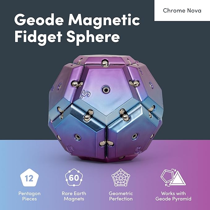 Speks Geode Magnetic Fidget Toy | Sensory Desk Toy for Adults & Teens 14+ | Stress Relief Gift | Sphere, Purple