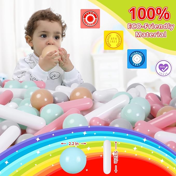 STARBOLO Ball Pit Balls for Kids -Pack of 150 200 500 Colorful Ball Pit Balls Crush Proof Plastic Toy Balls for Toddlers Ball Pit, Ball Pit Play Tent, Baby Pool Water Toys