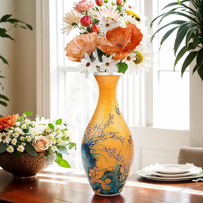 3D Puzzle Vase for Adults, 160 Piece Unique Flower Vase, Crafts for Adults, Home Decor Gift for Flower Arrangements (Orchid)