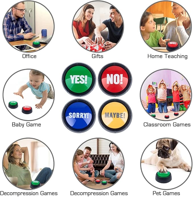 MyMealivos Set of 4, The NO, YES, Sorry and Maybe Buttons