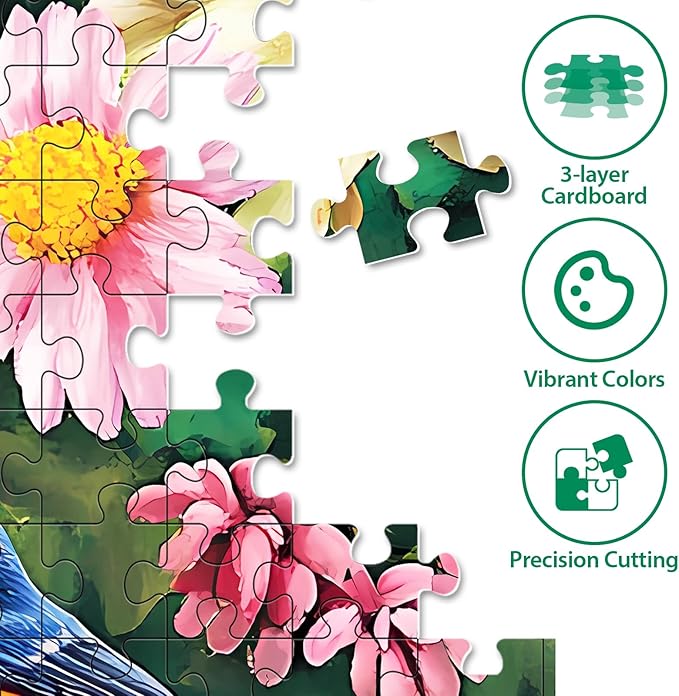 500 Pieces Puzzle for Adults,Birds Flower Puzzle, Recycled Cardboard Animals Jigsaw Puzzles 500 Pieces,Challenging Puzzles Game Home Decor Birthday Party Gift Toy for Adults Seniors 20.5 * 15 in