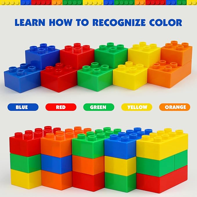 aotipol Building Blocks for Kids Toddlers Including a Baseplate, 101-piece Large Classic Building Bricks Set for Kids of All Ages, Basic STEM Toys Gift, Compatible with All Major Brands