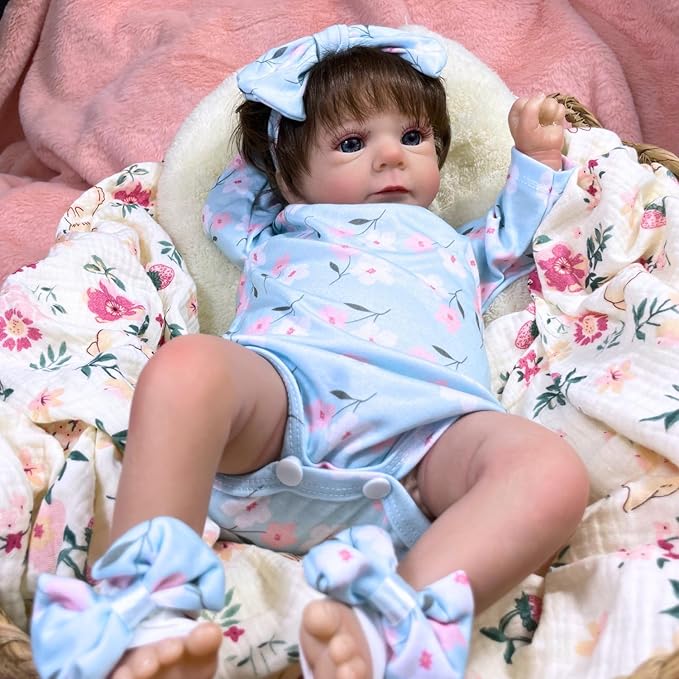 MRB Reborn Baby Dolls, 18-inch Realistic Newborn Baby Dolls with Soft Cloth Body, Real Life Baby with Doll Accessories for Kids Age 3 +