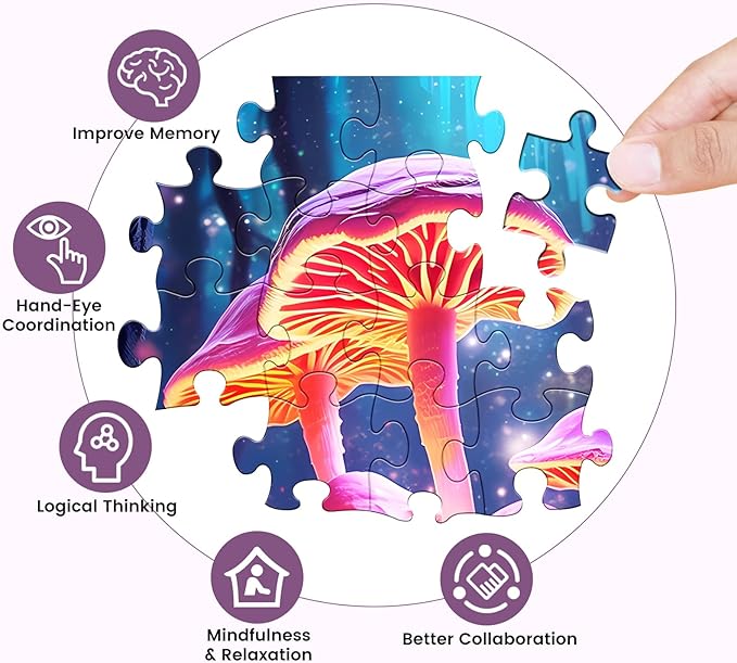 500 Pieces Puzzles for Adult Jigsaw Puzzle Mushrooms Puzzle for Adult Elderly Difficult Puzzle Gift for Family Activity Games Home Decor Wall Art 20.5x15IN