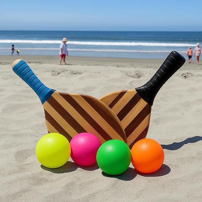 Sumind 5 Pcs Beach Paddle Balls Replacement Balls High Visibility Assorted Color Waterproof Floating Ball for Beach Tennis Backyard Lawn Outdoor Activities