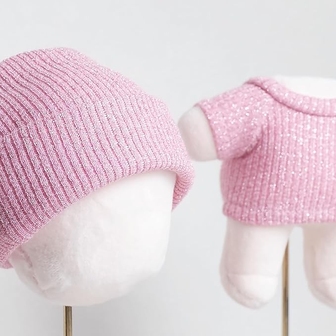 Etistta 17cm Doll Clothes with Hat, Glitter Knit Cap Top Doll Clothes for 17cm Doll Accessories Outfits (6 Pack)