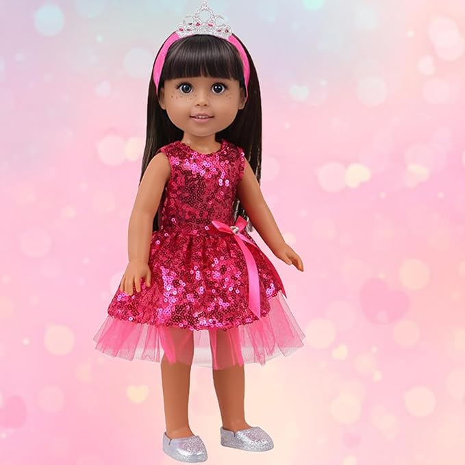 fit for 14 inches Girl Dolls' Clothes, for 14" Glitter Girl Wellie Wishers Baby Doll, 10 Sets Clothes and Accessories (14 inch Doll Clothes)