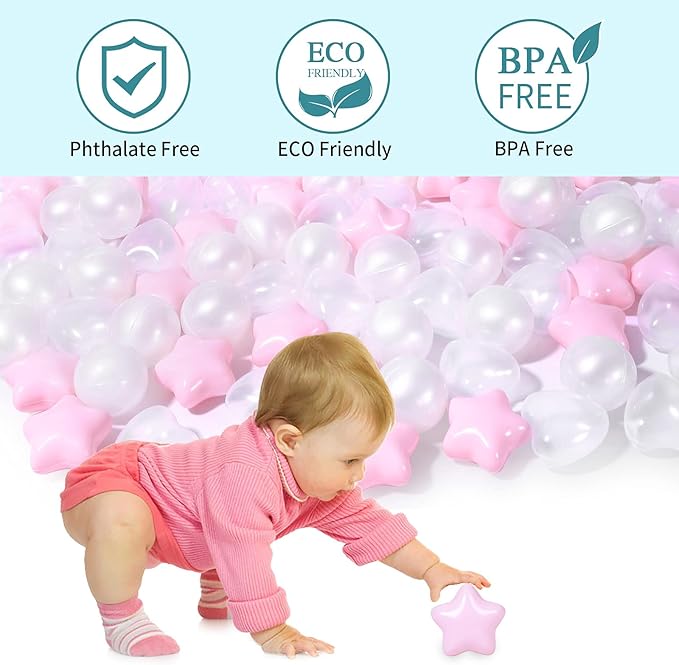 STARBOLO Star Ball Pit Balls for Toddlers -200pcs Phthalate Free BPA Free Non-Toxic Crush Proof Play Balls Play Tent Pool Playhouse Playpen Party Decoration.