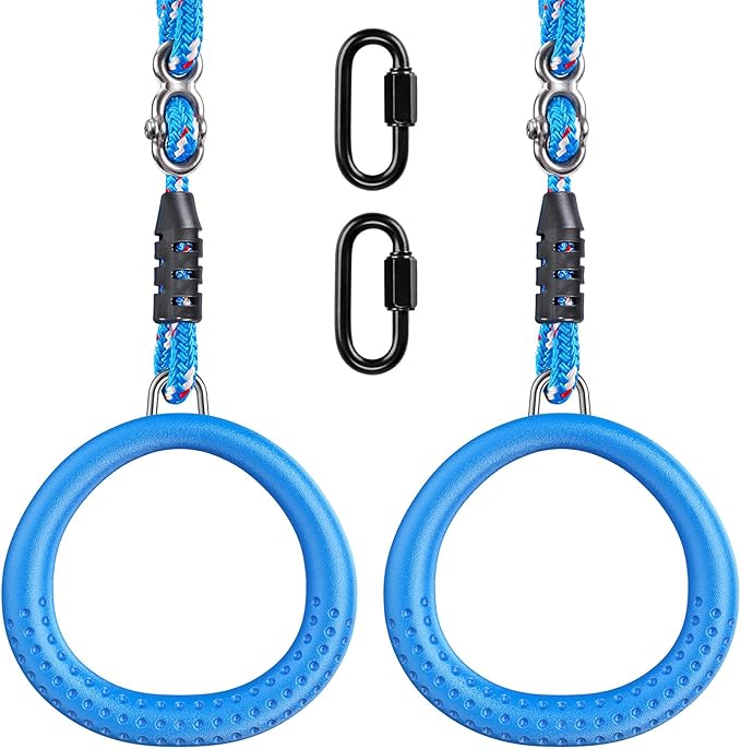 Dolibest 2 Pack of Ninja Gymnastic Rings,Monkey Ring Outdoor Backyard Ninja Accessories Set,Swing Bar Rings Obstacle Course for Training Equipment for Teens,1000LB Capacity