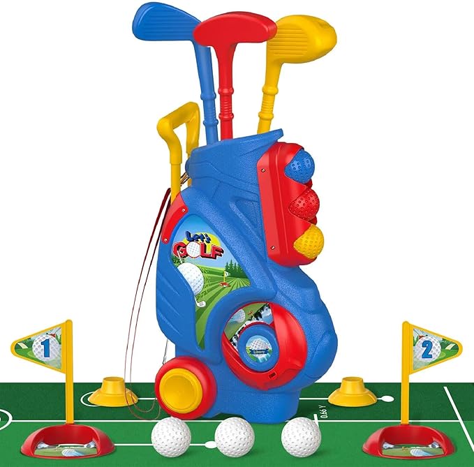 Liberry Toddler Golf Set for 2 3 4 Years Old Boys Girls, Upgraded Kids Golf Clubs Set with Cart, Putting Mat, Outdoor Indoor Sports Toy Birthday Gift, Blue