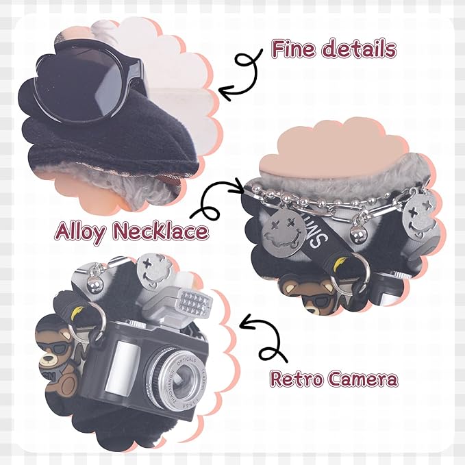 Used for Labubu Doll Outfit Clothes Designer Set,Compatible with Labubu Clothe Accessories for Doll (Black - Bear Suit)