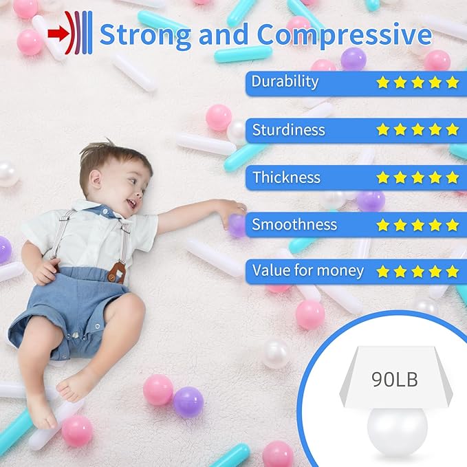 STARBOLO Ball Pit Balls for Kids -Pack of 150 200 500 Colorful Ball Pit Balls Crush Proof Plastic Toy Balls for Toddlers Ball Pit, Ball Pit Play Tent, Baby Pool Water Toys