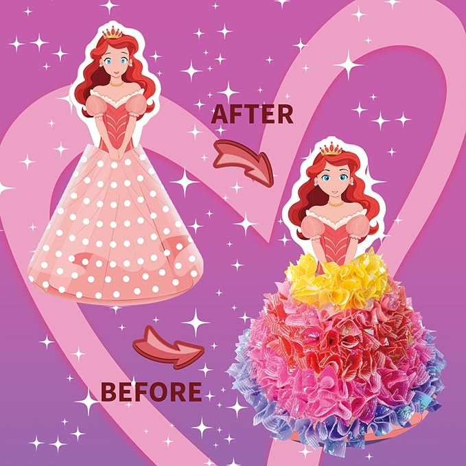 RAJRNED Poke-in Fun, Arts and Craft Kits, DIY Craft Kits, Creative Activity, Gifts for Girls & Boys Ages 4-12 (3D Princesses)
