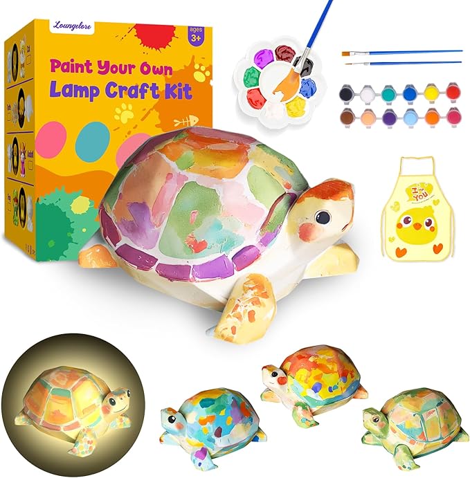 Paint Your Own Turtle Lamp Kit, Arts and Crafts for Kids Ages 8-12, Arts and Crafts for Kids 4-6, DIY Turtle Gifts for 10 Year Old Girl, Art Supplies for Girls Boys Birthday Ages 3 4 5 6 7 8 9 10 11+