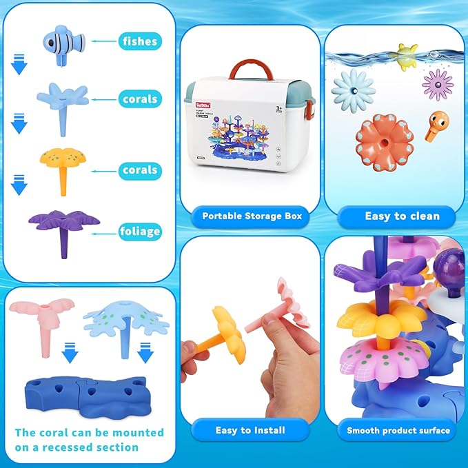 Coral Garden Flower Building Toys for for Toddlers 3-5 Year Old，Upgrade DIY Building Blocks Toys for Ages 2-4 Girls,Educational STEM Christmas Birthday Gift for Kids(76PCS)