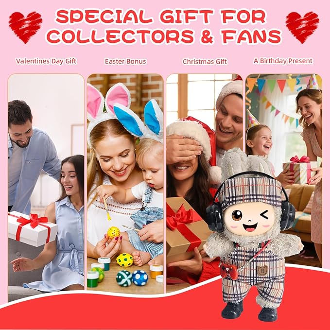 33 Pack Compatible for Labubu Clothes Outfits,Premium Labubu Accessories Case Shoes for 17cm Dolls,Labubu Birthday Party Decoration- Includes 6-Pack Doll Clothes Sets,Camera,Sunglasses