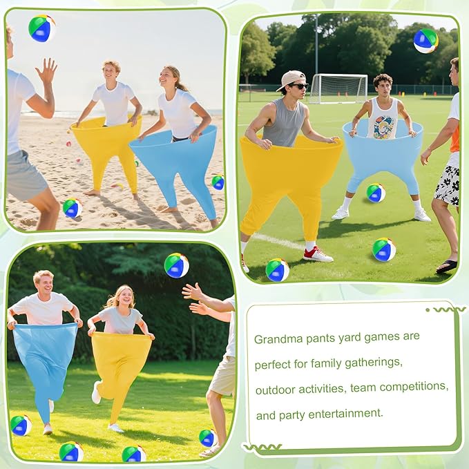 Granny Pants Yard Game with 8 Bouncy Balls and 1 Air Pump (Random Colors) 2 Pack Mix Colors Baby Blue Granny Pants Outdoor Games for Adults and Family Gold Granny Pants Game Large
