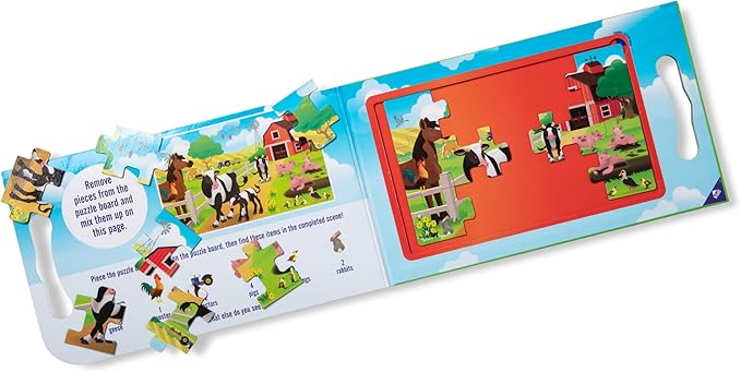 Melissa & Doug Take-Along Magnetic Jigsaw Puzzle Set – On the Farm (2 x 15 Piece) Travel Activity Toy for Preschoolers and Kids Ages 3+ - FSC Certified