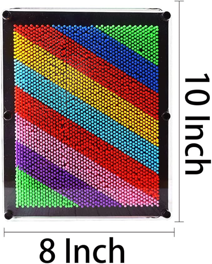 3D Pin Art Intellectual Fun Toy Rainbow Plastic Pin Art Palm Board Push Pin Toy (Rainbow-10x8Inches)