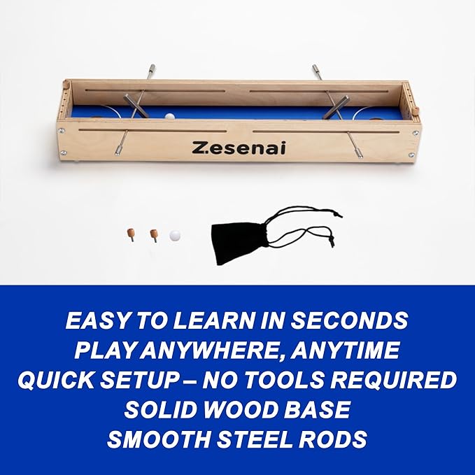 Micro Football Game – 2-Player Wooden Tabletop Skill Game, Mini Foosball & Hockey Fast-Action Play, Family Night or Friends Party, Soccer Board Game Gift for Kids & Adults
