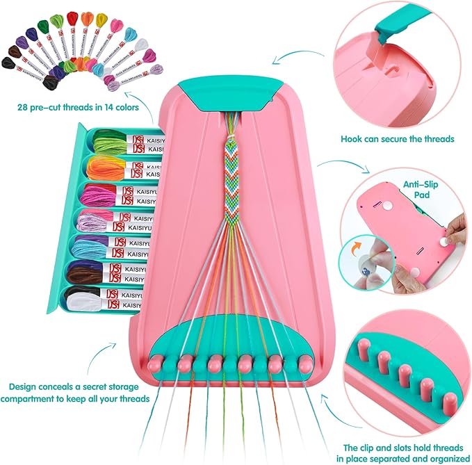 Friendship Bracelet Making Kit for Girls Ages 8-12, Kids Jewelry Making Kit with 28 Pre-Cut Threads and Letter Beads, Arts and Crafts for Kids, Birthday Easter Gifts for 6 7 8 9 10 11 12 Year Old