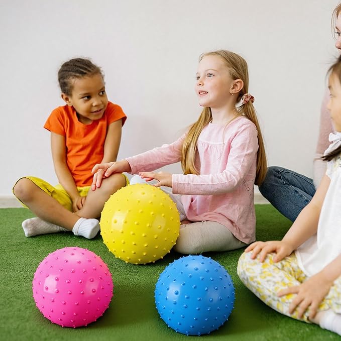 Bouncy Spiky Sensory Ball - Inflatable Massage Stress Fidget Toy Playground Balls for School Party Favors Outdoor Indoor