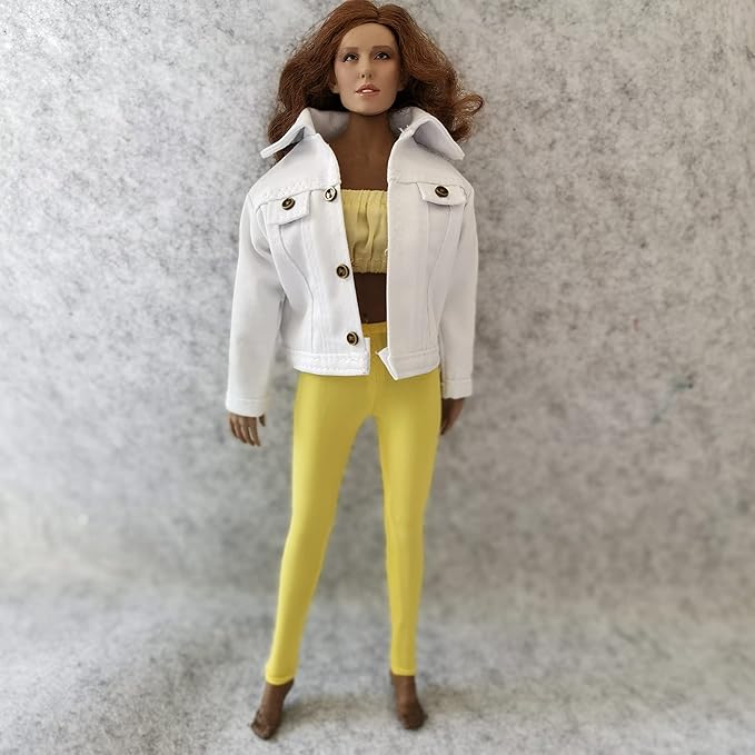 SSbeauty M 1:6 Scale Jeans Coat Jacket for 12" TBLeague Phicen Male Female Toy Action Figure Doll Clothes (White)