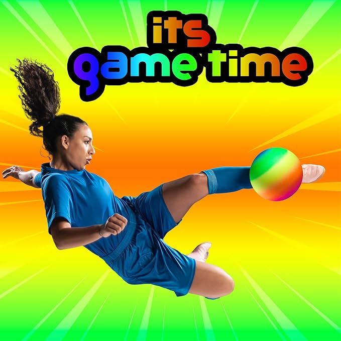 Rainbow Playground Balls - 8.5 Inch (Pack of 4) Rubber Bouncy Colorful Inflatable Balls for Kids and Adults, Indoor & Outdoor Games, Kickball, Dodgeball, Four Square, Dodge, Recess, Handball