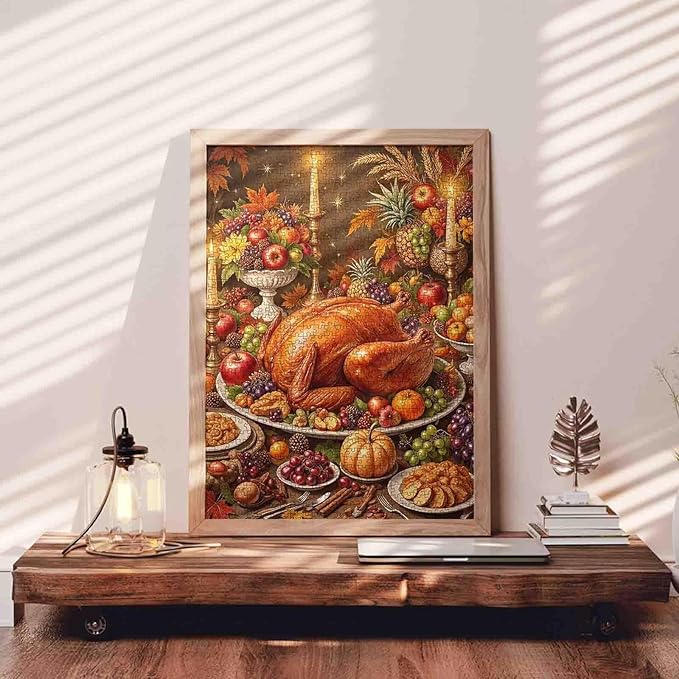 Happy Thanksgiving Jigsaw Puzzle 1000 Pieces Turkey Dinner Puzzles for Adults Aumtunm Puzzle Puzzles Intellectual Decompressing Game Challenging Family Activity Games 19.7 "x 27.6 "